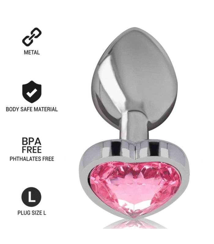INTENSE - PLUG ANAL METAL ALUMINIO CORAZÓN ROSA TALLA L