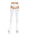 LEG AVENUE - MEDIAS OPACAS BLANCO CON ACABADO EN VOLANTE Y LAZO