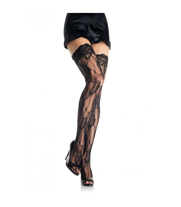 LEG AVENUE - MEDIAS DE ENCAJE ROMANTICO FLORAL