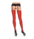 LEG AVENUE - MEDIAS CON COSTURA TRASERA Y LIGA ENCAJE ROJO