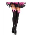 LEG AVENUE - MEDIAS NYLON NEGRO Y LAZO ROSA