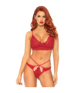 LEG AVENUE - SET 2 PIEZAS CON TANGA DOBLE TIRANTA M/L ROJO