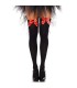 LEG AVENUE - MEDIAS ALTAS NEGRAS CON LACITO ROJO TALLA UNICA