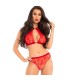 LEG AVENUE - SET DOS PIEZAS PANTIES Y TOP CUELLO HALTER ROJO S/M