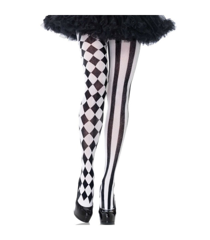 LEG AVENUE - MEDIAS ARLEQUIN NEGRO/BLANCO