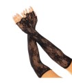 LEG AVENUE - GUANTES SIN DEDOS RED FLORAL NEGRO