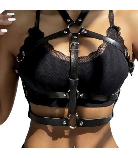 SUBBLIME - ARNÉS DE PECHO ANILLAS DE CUERO NEGRO TALLA ÚNICA