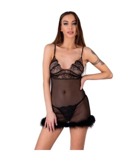 LIVCO CORSETTI FASHION - ZERUNAM SET BABYDOLL + TANGA NEGRO S/M