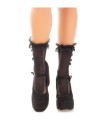 LEG AVENUE - MEDIAS TOBILLERAS CON VOLANTES NEGRO
