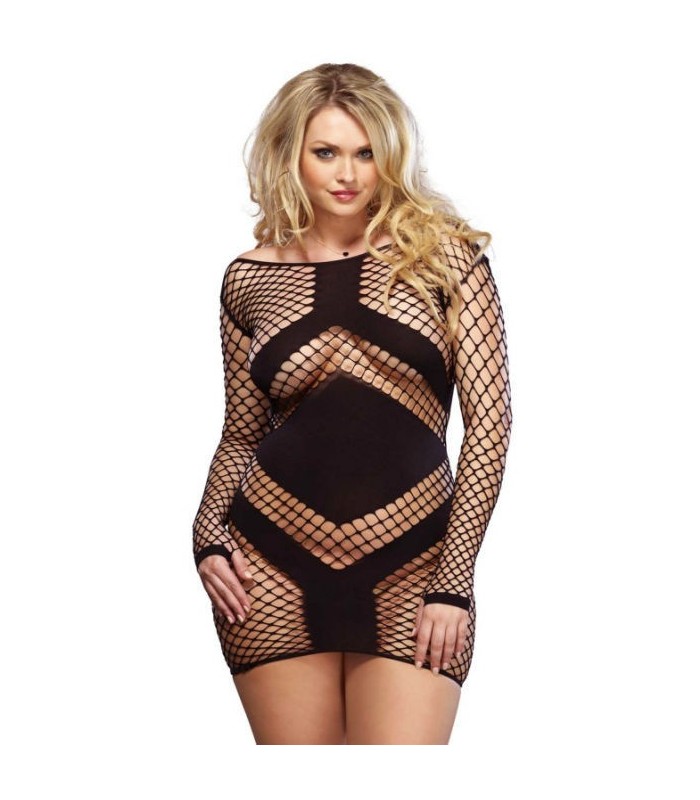 LEG AVENUE - MINI VESTIDO RED SEXY NEGRO TALLA GRANDE 1X/2X