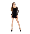 PASSION - WOMAN BS025 BODYSTOCKING ESTILO VESTIDO NEGRO TALLA UNICA