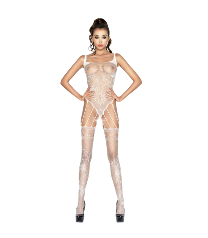 PASSION - WOMAN BS034 BODYSTOCKING BLANCO TALLA UNICA