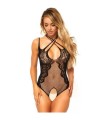 LEG AVENUE - TEDDY ENTRELAZADO CUELLO Y ABERTURA TALLA UNICA