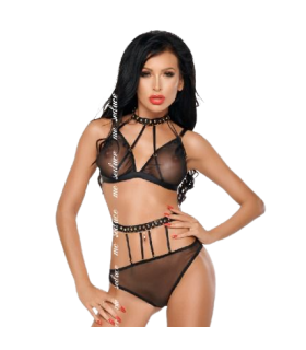 ME-SEDUCE - DOTTY SET DOS PIEZAS NEGRO L/XL
