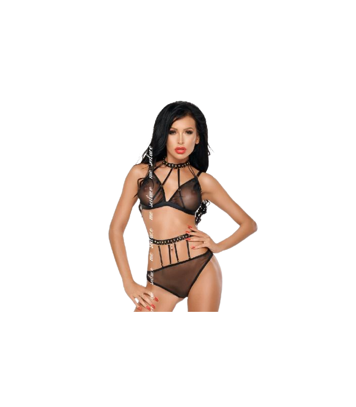 ME-SEDUCE - DOTTY SET DOS PIEZAS NEGRO L/XL