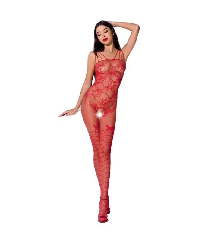 PASSION - WOMAN BS076 BODYSTOCKING TALLA UNICA ROJO