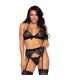 LEG AVENUE - SET DE TRES PIEZAS TOP, LIGUERO Y TANGA S