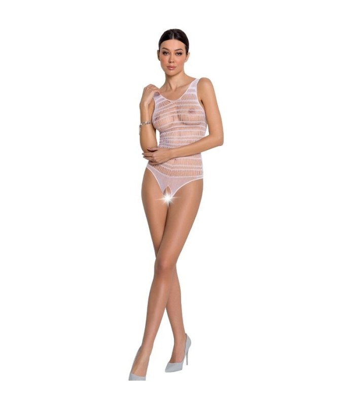PASSION - WOMAN BS086 BODYSTOCKING BLANCO TALLA UNICA