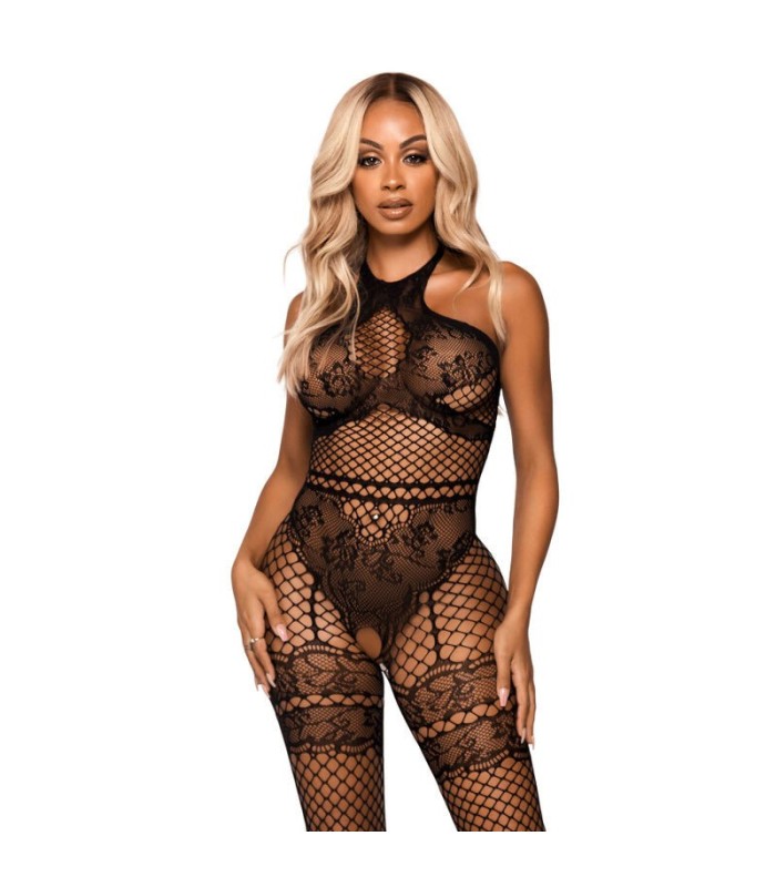 LEG AVENUE - BODYSTOCKING CUELLO HALTER TALLA UNICA - NEGRO