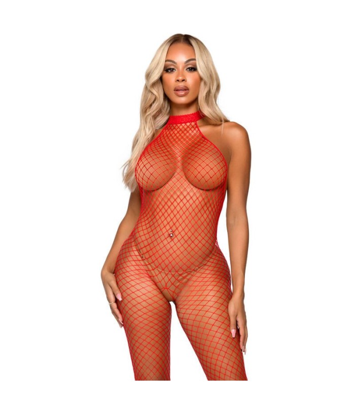 LEG AVENUE - LE FRIVOLE BODYSTOCKING - CUELLO RACER TALLA UNICA ROJO