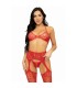 LEG AVENUE - SET TRES PIEZAS SUJETADOR, TANGA Y MEDIAS TALLA UNICA - ROJO