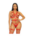 LEG AVENUE - KINK - TEDDY ARNÉS CON TACHUELAS TALLA M - ROJO