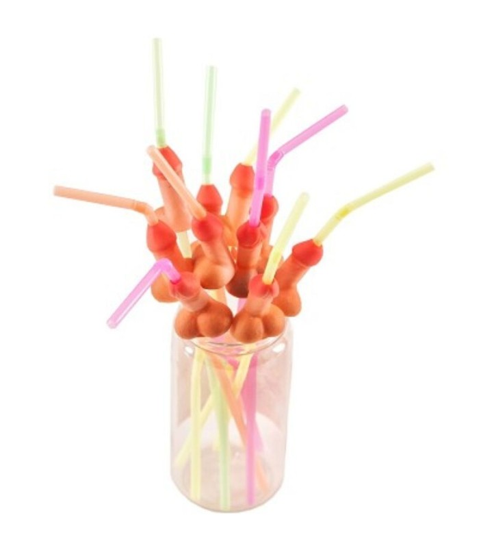 DIABLO PICANTE - BOLSA 10 PAJITAS PENE NATURAL