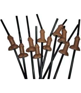 DIABLO PICANTE - BOLSA 10 PAJITAS PENE NEGRO