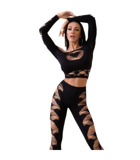 CHILIROSE - CR 4436 TOP & LEGGINS NEGRO S/L