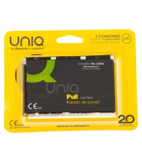 UNIQ - PULL PRESERVATIVOS CON TIRAS SIN LATEX 3 UNIDADES