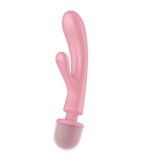 SATISFYER - TRIPLE LOVER MASAJEADOR VIBRADOR RABBIT ROSA