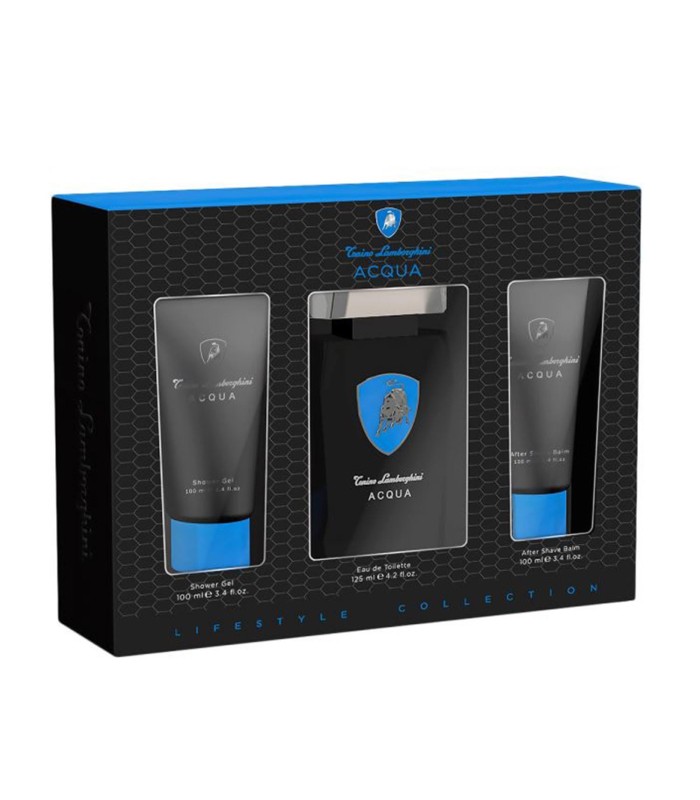 TONINO LAMBORGHINI ACQUA EAU DE TOILETTE 125ML VAPORIZADOR + GEL DE BAÑO 100ML + BALSAMO AFTER SHAVE 100ML