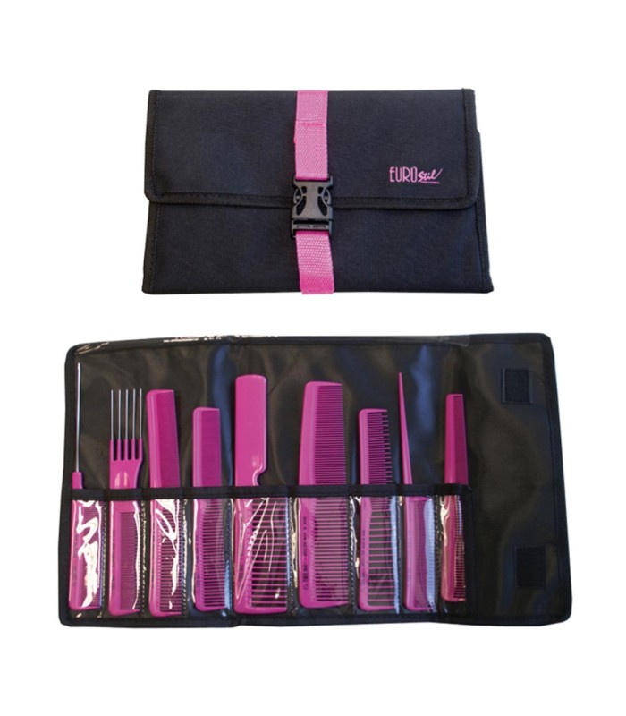 EUROSTIL ESTUCHE PROFESIONAL 9 PEINES COLORES CON CIERRE 1UN