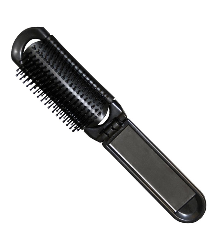 EUROSTIL PLEGABLE NEGRO NEGRO CEPILLO DE PELO CON ESPEJO NEGRO NEGRO 1UN
