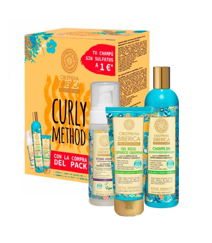 NATURA SIBERICA OBLEPIKHA CHAMPU SIN SULFATOS RIZOS 400ML + GEL DE RIZOS 200ML + ESPUMA 170ML