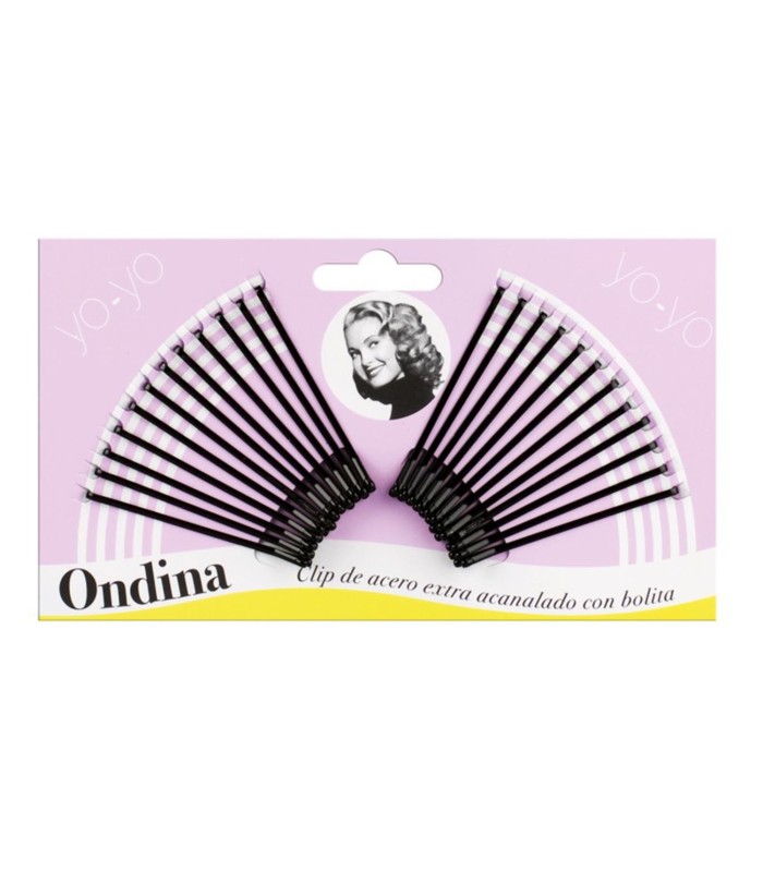 EUROSTIL ACANALADO CLIPS ACERO CON BOLITA NEGRA 50MM PACK 1UN