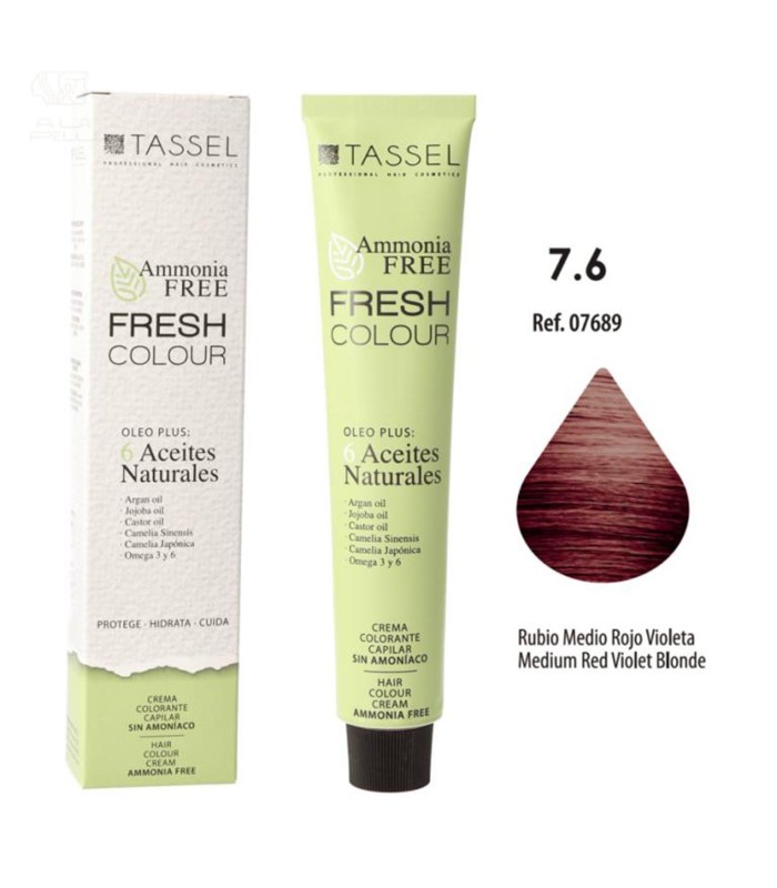 EUROSTIL FRESH COLOUR CREMA DECOLORANTE 7.6 RUBIO MEDIO ROJO VIOLETA SIN AMONIACO 1UN