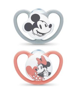 CHUPETE SPACE MICKEY ROJO 6-18 silicona 2ud.