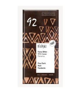 CHOCOLATE NEGRO 92%  PANAMA azucar coco 80g VEGAN
