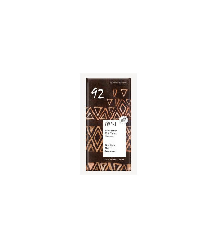 CHOCOLATE NEGRO 92%  PANAMA azucar coco 80g VEGAN