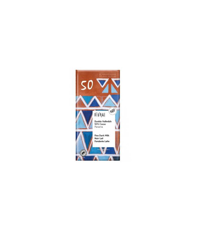 CHOCOLATE NEGRO CON LECHE 50% PANAMA 80gr BIO