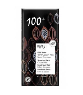 CHOCOLATE NEGRO SUPERIOR 100% nibs cacao 80g VEGAN