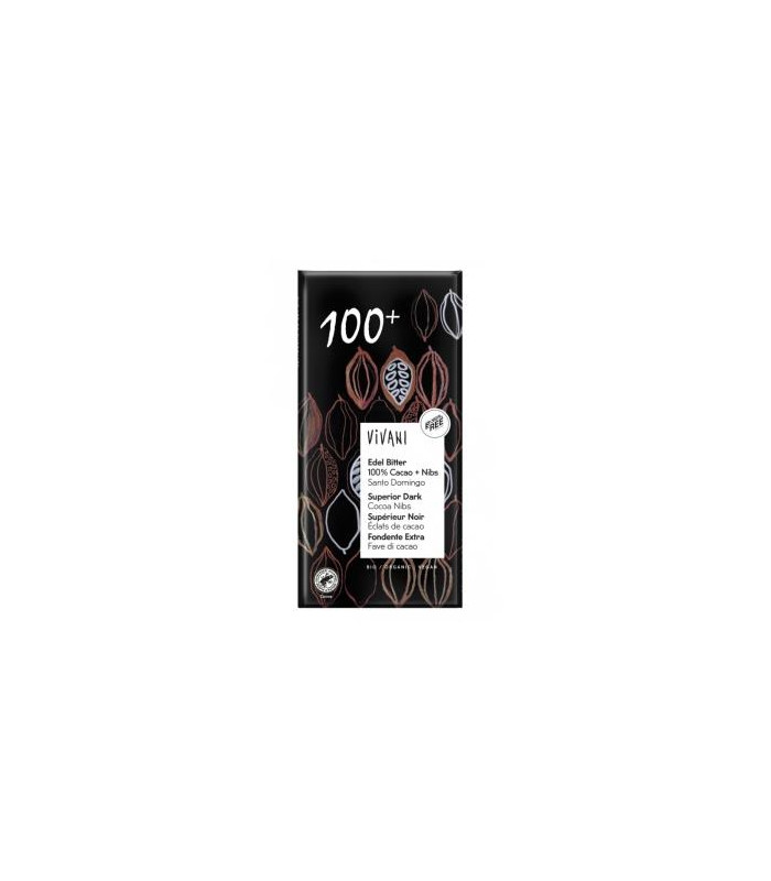 CHOCOLATE NEGRO SUPERIOR 100% nibs cacao 80g VEGAN