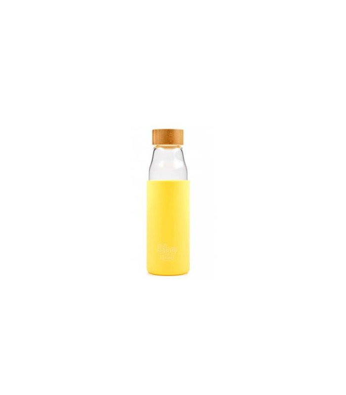 BOTELLA BOROSILICATO tapon  bambu amarillo 500ml