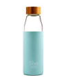 BOTELLA BOROSILICATO tapon bambu azul 500ml.