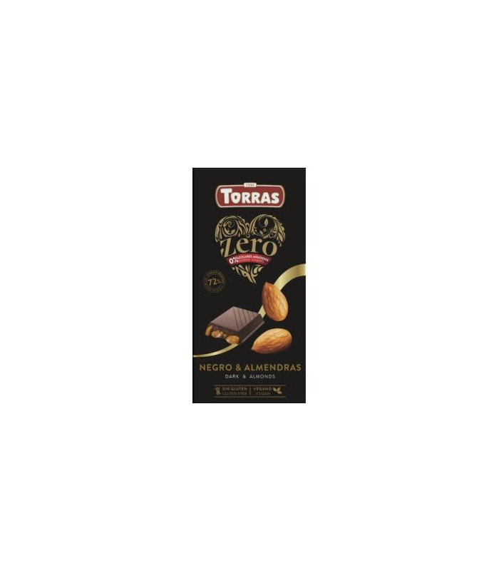 CHOCOLATE NEGRO 72% con almendra ZERO 150gr