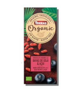 CHOCOLATE NEGRO con bayas goji -açai 100gr. BIO SG