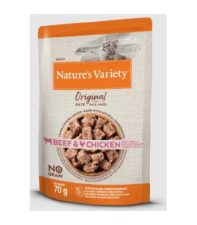 NATURES VARIETY FELINE ADULT PATE BUEY POLLO 12x70gr.