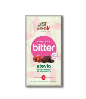 CHOCOLATE NEGRO 72% con avellana y stevia 100gr.