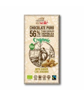 CHOCOLATE NEGRO 56% con jengibre 100gr. ECO